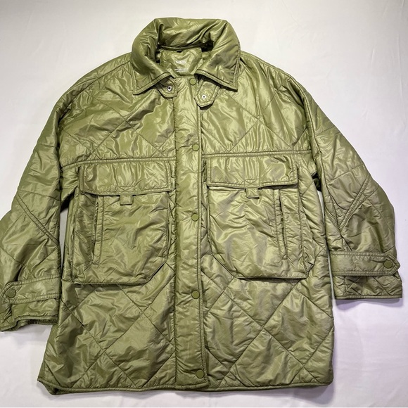 Mango Green Olive Quilted Ultralight Puffer Jacket Coat Packable - Small - Picture 13 of 15